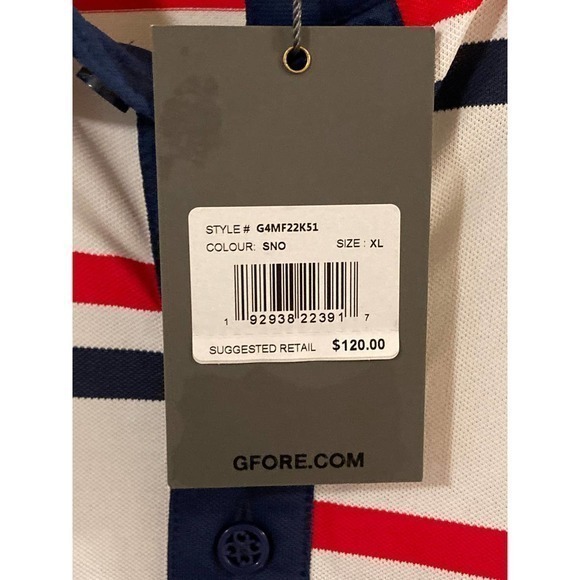 Men’s G/Fore GFore Polo Golf Shirt XL Offset Stripe NWT - Picture 5 of 9